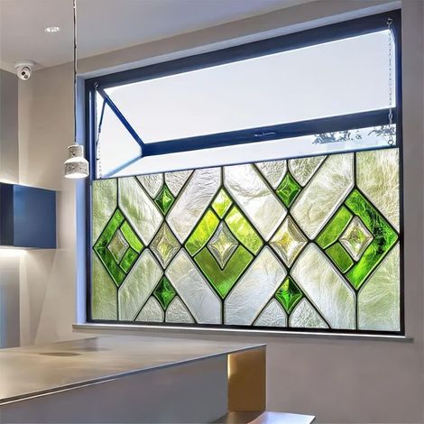 Stained glass film, 39.3 x 17.7 inches, interior decoration, electrostatic PVC film, suitable for home and office. (1/5)