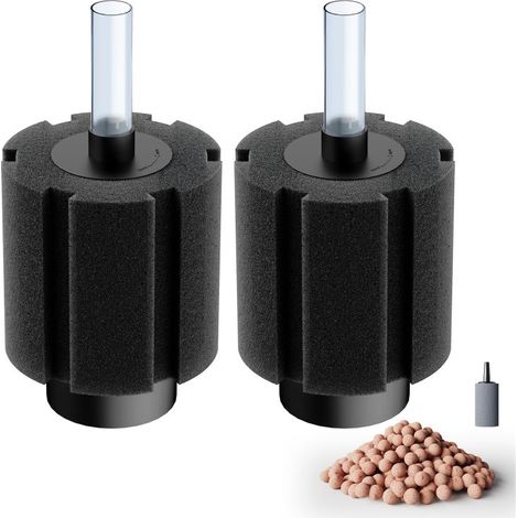Irovami Kit de filtre à éponge pour aquarium, noir, 2 pièces (1/5)