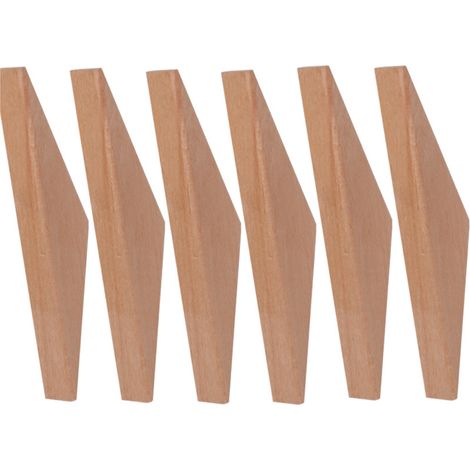 Patères murales en bois, lot de 6 crochets porte-manteaux muraux  Crochets en bois rustiques  Crochets porte-manteaux robustes  Cintre (hêtre)