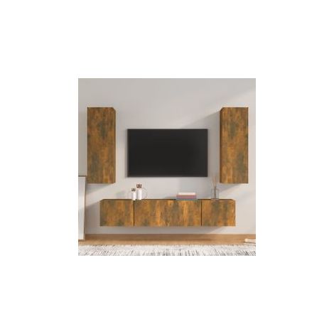 Ensemble de meubles TV 4 pcs Chêne fumé Bois d'ingénierie (1/5)
