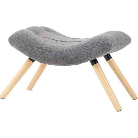 Puf reposapiés tapizado en tejido bouclé gris oscuro 67 x 45 x 38 cm MODENUIT (1/5)
