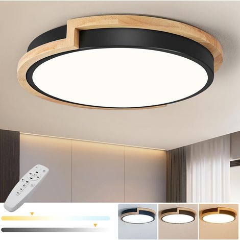 Plafonnier LED 40 cm à intensité variable, plafonnier moderne à encastrer avec télécommande, lumière décorative noire, 3 températures de couleur (1/5)