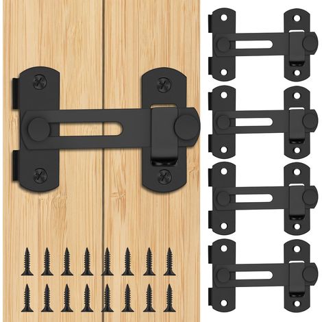 4 Stück Edelstahl-Schiebetürriegel, Schiebetürschlösser mit Schrauben, Türriegel mit mattschwarzer Oberfläche für Haustiere, Badezimmer, Garage, Fenster, Schrank und Garten (1/5)
