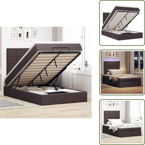 Cadre de lit ottoman avec matelas marron foncé 120x190 cm tissu - Cadre De Lit Ottoman - Cadres De Lit Ottomans - Cadre De Lit - Cadre De Lit Avec Rangement (1/5)