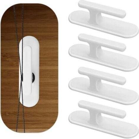 4 Pièces Enrouleur de Cordon de Store Crochets de Cordon de Store de Sécurité Support de Cordon de Store Adhésif Crochet Mural Taquets d'Enroulement Épreuvage pour Enfants pour Stores de,Blanc-