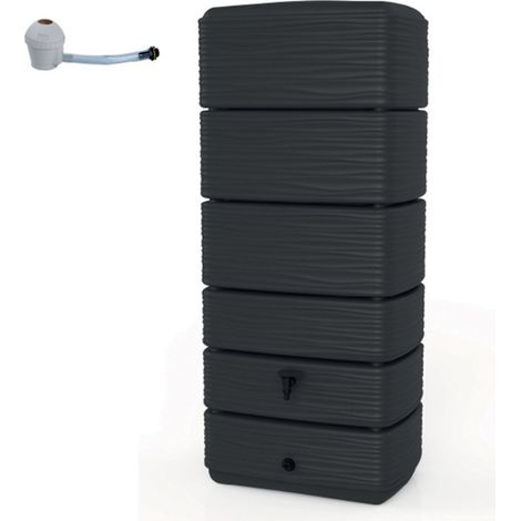 Récupérateur d'eau Récup'O + kit collecteur- Gris anthracite - 300 L - Eda