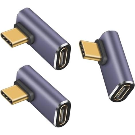 3 Pack USB C Angle Adapter, USB C Adaptateur à 90 Degrés C Mâle à C Femelle USB C Adaptateur Extender Type-C (1/5)