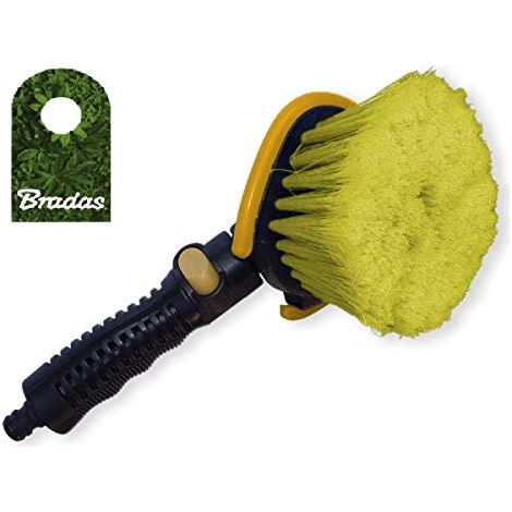 BRADAS 5655 BROSSE DE LAVAGE POUR VOITURE AVEC DÉBIT D'EAU ET INTERRUPTEUR DE DÉBIT D'EAU ROND COURT POUR MOTO
