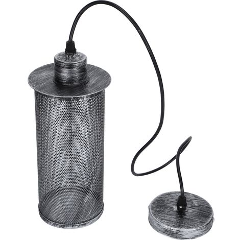 Industrieller Metallgitter-Lampenschirm E27, Retro-Pendelleuchte aus silbernem Eisen für Bar und Café, Spannung AC85-265V (1/5)