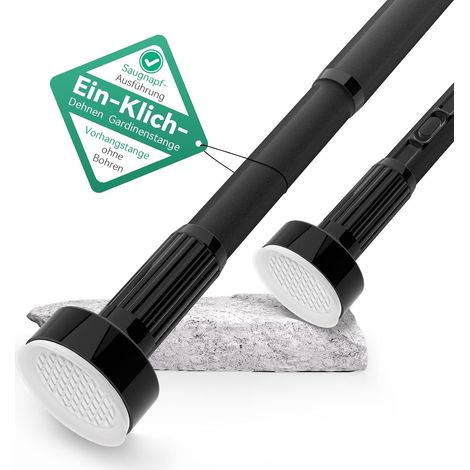 Barre Extensible sans Perçage Pour Rideaux 250-340 cm,Ø 32 mm - Noir (1/5)