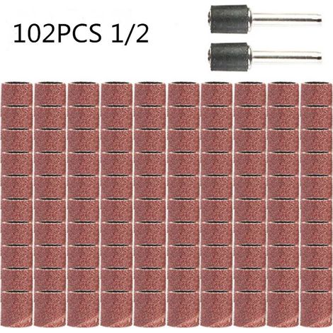 Bandes abrasives de polissage,102 pièces, 1/2 grain avec mandrin pour Dremel, outils rotatifs, outils abrasifs (1/5)