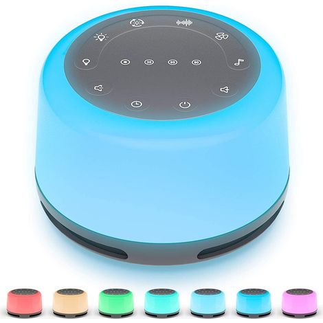 Machine à sons pour dormir : 24 sons naturels apaisants, 7 couleurs de lumière respirante et veilleuse avec minuterie, rechargeable et portable. Machine à bruit blanc pour bébés, enfants et adultes. (1/5)
