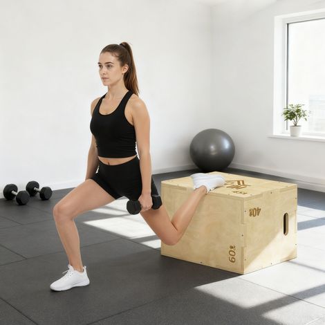 3-in-1 Plyometrie-Sprungbox – Kooperation Aosom.fr x FFHandball – Sprungbox aus Holz für Fitness und Krafttraining