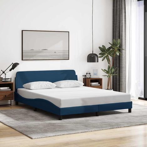 vidaXL Giroletto con Testiera Dover Blu 160x200 cm Tessuto (1/5)