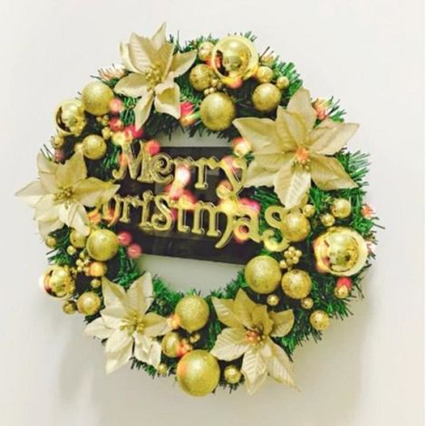 Couronne De Noël - 50 Cm - Pour Porte D'Entrée Jardin Fenêtre Cheminée - Décoration Festive (1/4)