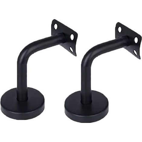 Staffe per corrimano in acciaio inox, staffe a parete per ringhiere delle scale, confezione da 2 staffe per corrimano, (nero) (1/5)