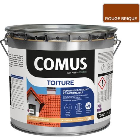 Comus – Peinture pour toiture rouge brique 10L – Imperméable et durable – Résistance aux UV – Aspect mat-velouté – S'applique sans primaire (1/4)