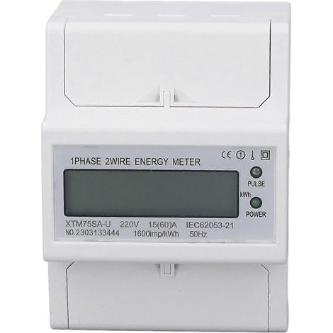 DIN-Schienen-Energiezähler, Voltmeter, Amperemeter, einphasig, 4-polig, LCD-Digitalanzeige, 35 mm, DC 220 V