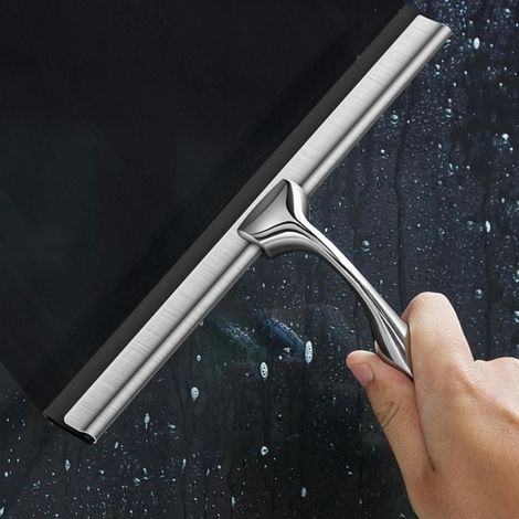 Grattoir de nettoyage de salle de bain, brosse de nettoyage en acier inoxydable avec un crochet pour carrelage, miroir, porte en verre automatique
