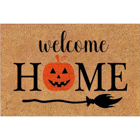 Tapis De Sol Halloween - Motif Fantôme - En Coco Naturel - Antidérapant - Pour Entrée Intérieure Extérieure - 60 X 40 Cm - 1 Pièce (1/5)