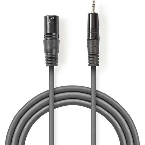 Cable de audio balanceado xlr macho de 3 pines macho de 35 mm niquelado 300 metros redondo pvc gris oscuro funda de carton