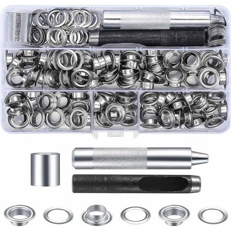 Set mit 100 Metallösenzangen (10 mm), für Textilien, Leder und Segeltuch. (1/5)