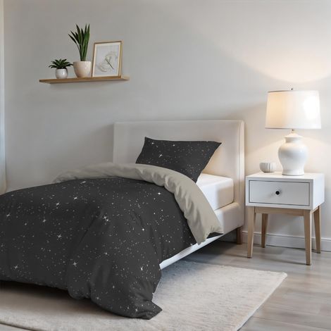 Housse de Couette Fashion, Stars Grigio, 1 Place (1/5)
