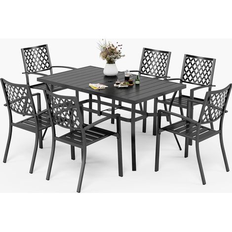 PHIVILLA Garden Table and Chairs Set of 6 Garden Furniture Sets Patio Table with 6 Garden Chairs Metal Outdoor Bistro Garden Furniture Sets for Deck, Yard, Balcony Weather-resistant