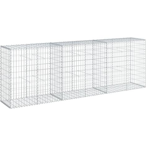 Gabbione a cesto recinto muro di contenimento con coperchio 300 x 50 x 100 cm ferro zincato argento 020040153