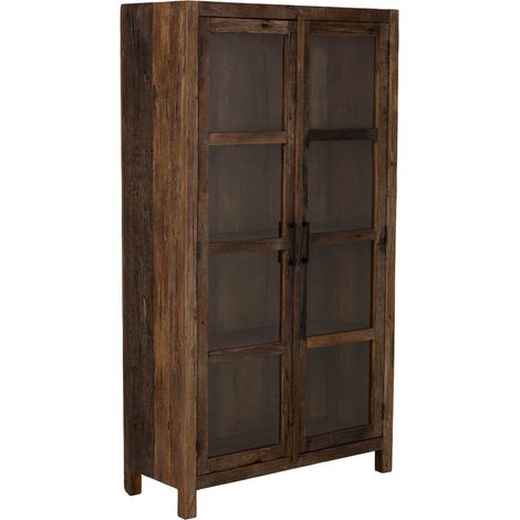Vitrina de madera artesanal de 2 puertas marrón 100x40x180h cm (1/5)