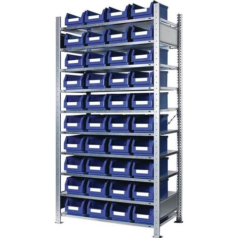 Steckregal H2000xB1000xT400mm Grundregal 10 Stahlböden 40 x Gr. 4 blau