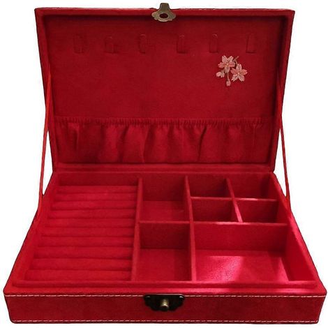 Coffret à bijoux oriental de style antique, boîte de rangement à plusieurs niveaux avec doublure en velours (1/5)