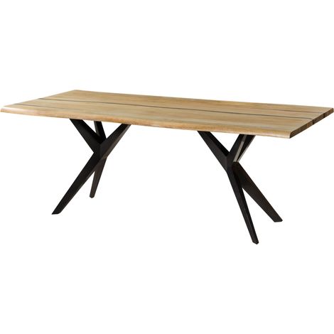 Baumtisch Mango 200x100x76 natur lackiert / Epoxid schwarz, Sterngestell anthrazit glänzend EPOXY (1/3)