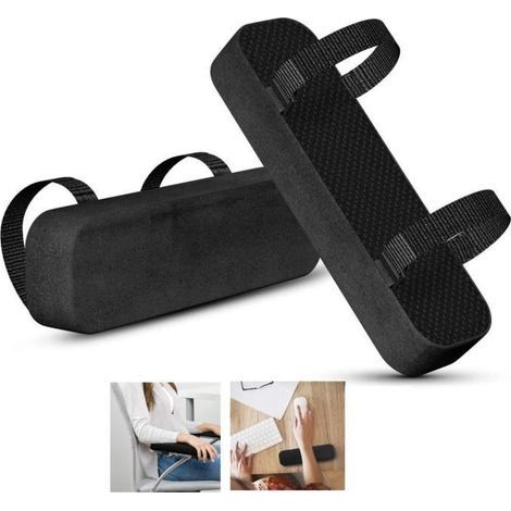Set di 2 cuscini per braccioli (neri) - Imbottiti - Comfort Black - Accessorio per sedia (1/4)