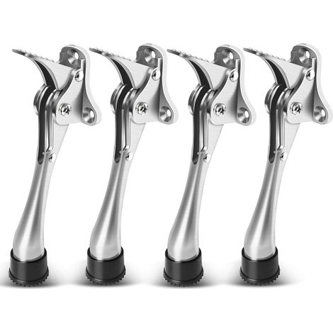 Lot de 4 butées de porte de 14 cm de long pour portes intérieures et extérieures, argent (1/5)