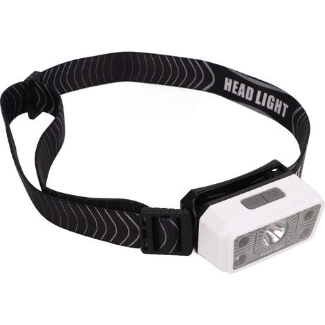 Lampe frontale portable à détecteur de mouvement avec capteur LED rechargeable par USB, idéale pour les activités de plein air comme la pêche et la course à pied. Blanche. (1/5)