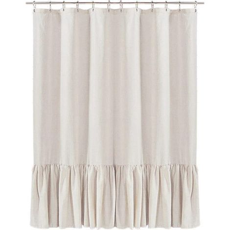 Tenda da doccia rustica con volant, tenda da bagno in tessuto misto lino, colore naturale, 183 x 183 cm (1/2)