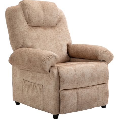 Sillón Relax Reclinable Manual Tapizado en Terciopelo Acolchado con Reposapiés Retráctil y Bolsillos para Salón Oficina Dormitorio 88x91x108 cm