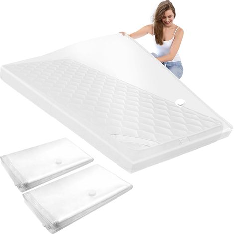 2pcs 220 x 100CM Sac de Rangement sous Vide pour Matelas, Housse Matelas de Compression, Compactor Rangement sous Vide pour Stockage à long terme et Déménagement (1/5)