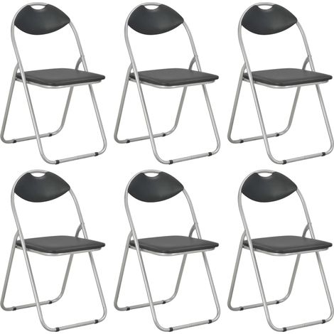 Juego de 6 sillas plegables para cocina comedor diseño sencillo sintético negro CDS022779