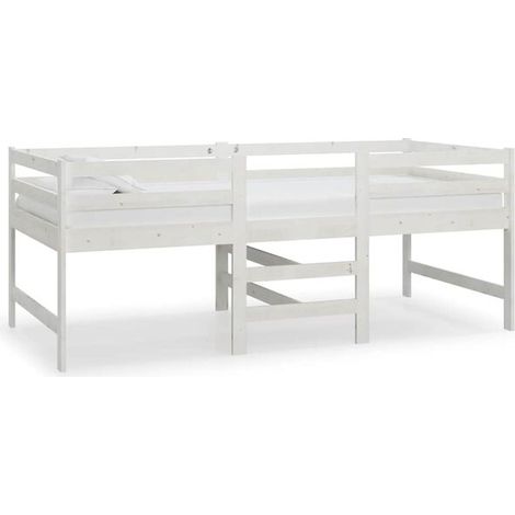 Cadre de lit (matelas non inclus), blanc, 90x200 cm, pin massif. (1/5)