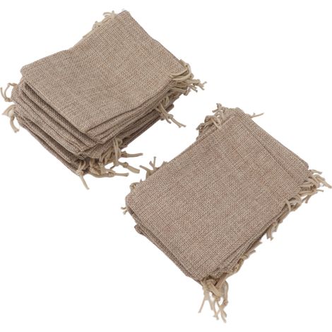 50 sachets en toile de jute avec cordon, pochettes en lin pour bijoux, sacs en jute pour mariage, fête, DIY (1/5)