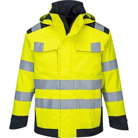 Regenjacke Modaflame Arc elektrisch Farbe: Gelb/marine Größe S - Portwest