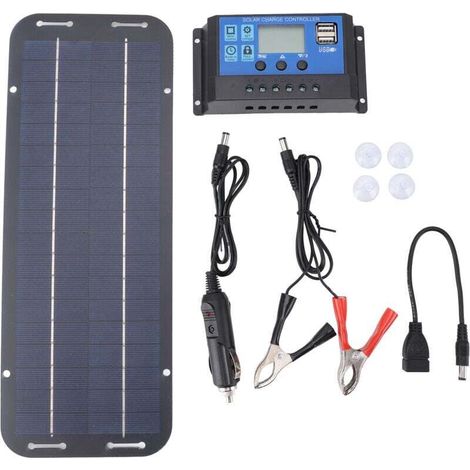 DUBUNS 6W 18V Flexibles Solarpanel-Ladegerät, tragbares wiederaufladbares Solar-Autobatterieladegerät mit Regler
