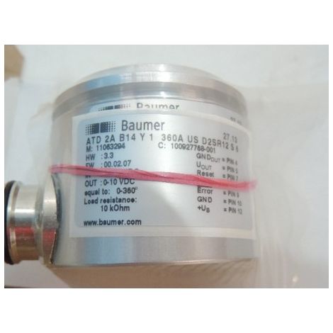 Codeur rotatif optique Ø 58mm à arbre plein alimentation 12-30VDC résolution 14 bits ATD 2A B14 Y1 BAUMER 11063294