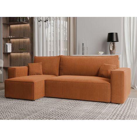 Ecksofa Schlafsofa Sofa ADARA in Stoff Poso Rostbraun Ottomane Links (1/4)