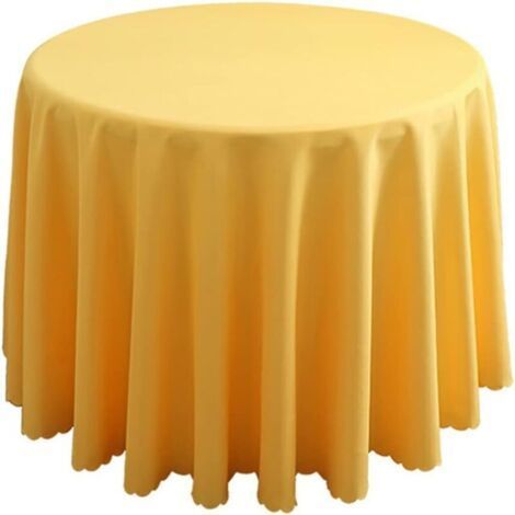 Polyester tablecloth, table linen, coffee table, kitchen table, round tablecloth, simple style, yellow, diameter 260 cm (1/5)