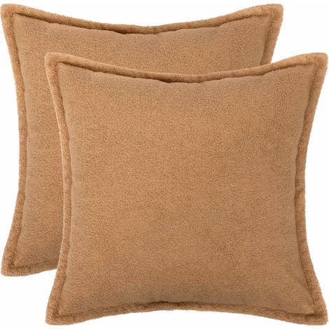 Housse de coussin 2 pcs HOUTEN Beige 50 x 50 cm Bouclé (1/5)