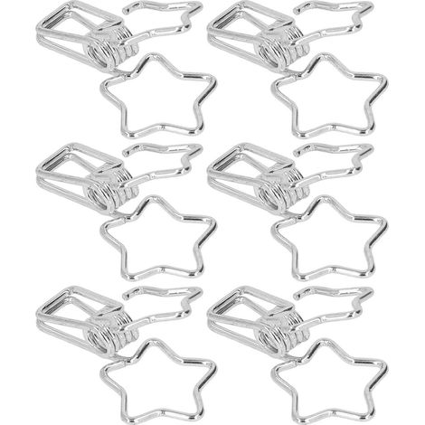 Lot de 100 pinces à papier en forme d'étoile ajourée, style dessin animé, robustes et compactes, pour documents, vêtements et papiers (argenté). (1/5)