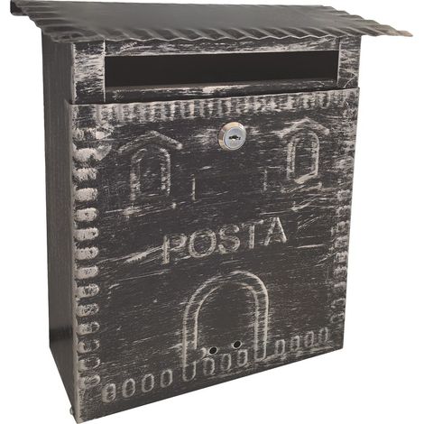 CASSETTA POSTALE 'FRESIA' cm 26x10 x h 29 - argento\nero antico